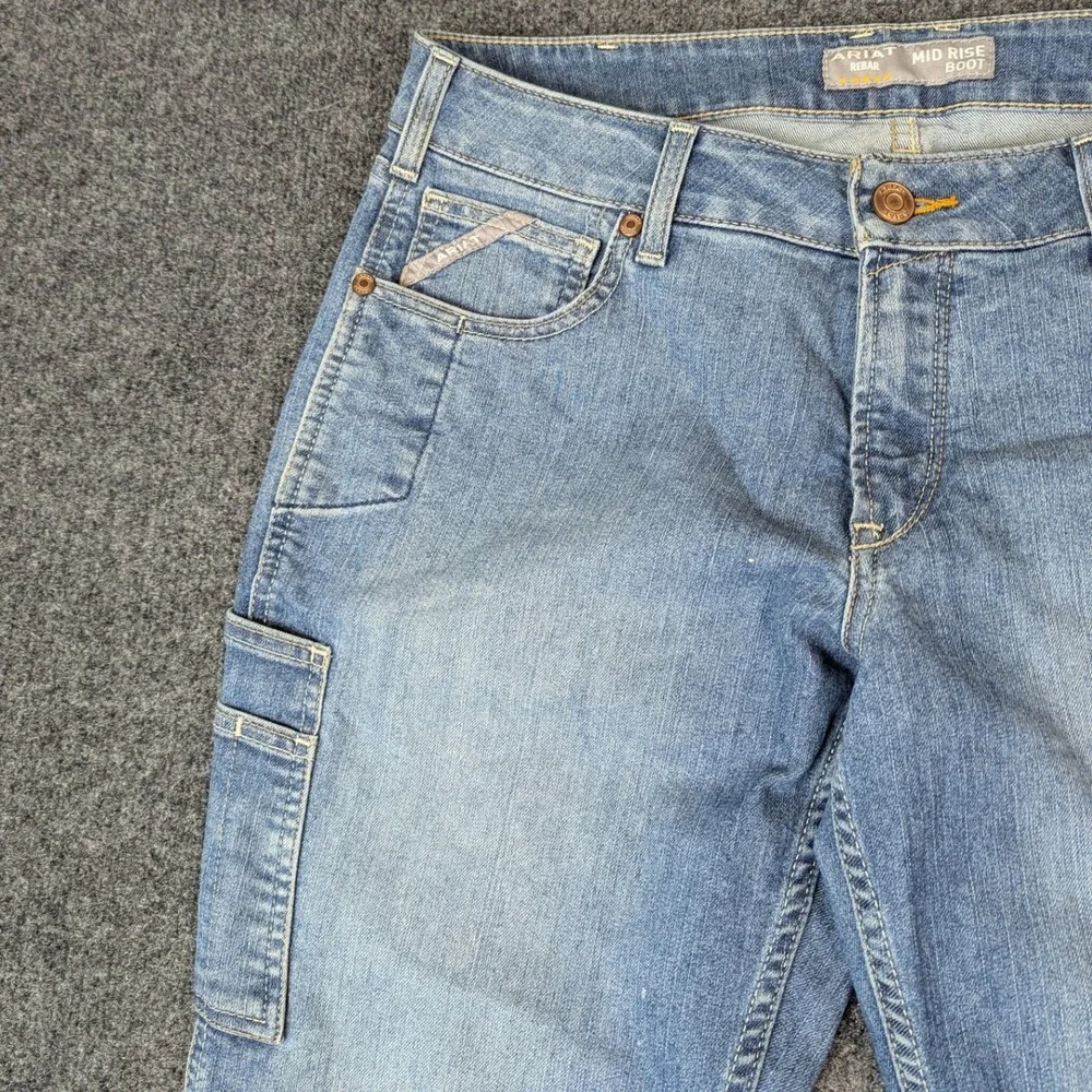 Ariat Rebar Mid Rise Boot Jeans Mens 32L Medium Wash Blue Denim Workwear